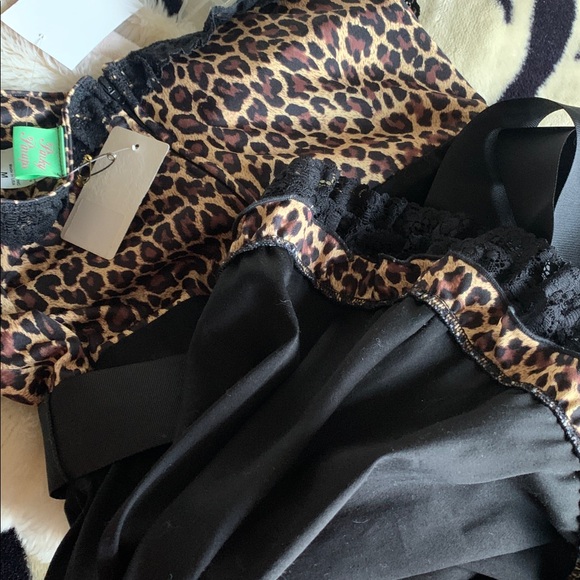 strapless black Lacey leopard rockabilly 50s pin up dress M NWT - Picture 16 of 16